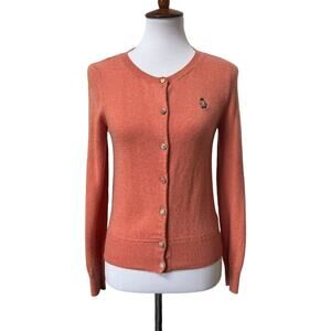 🍀Teenie Weenie Womens Teddy Bear Cardigan Salmon Heathered Button Long Sleeve S